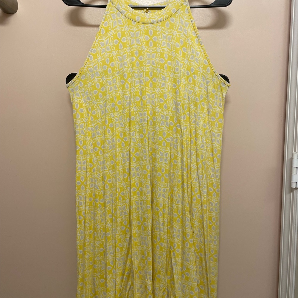 LOFT Yellow and Cream Patterned Blouse